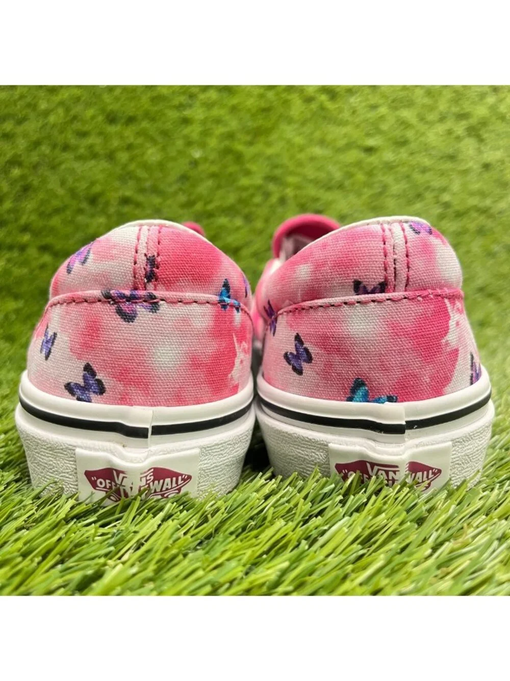 Vans Classic Slip-On Butterfly Girls Size 3Y Pink White Athletic Shoes Sneakers